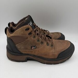 Justin Yoska Jaguar Boots Womens Sz 8 M Brown Leather Lace Up Ankle Bootie L0928